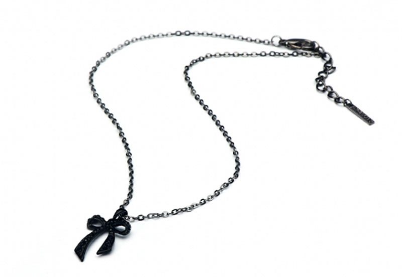 Collier Noeud Strass noirs
