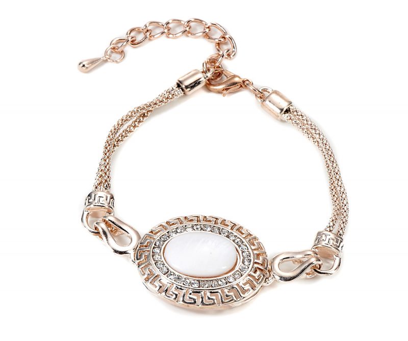 Bracelet doré rosé en nacre et strass