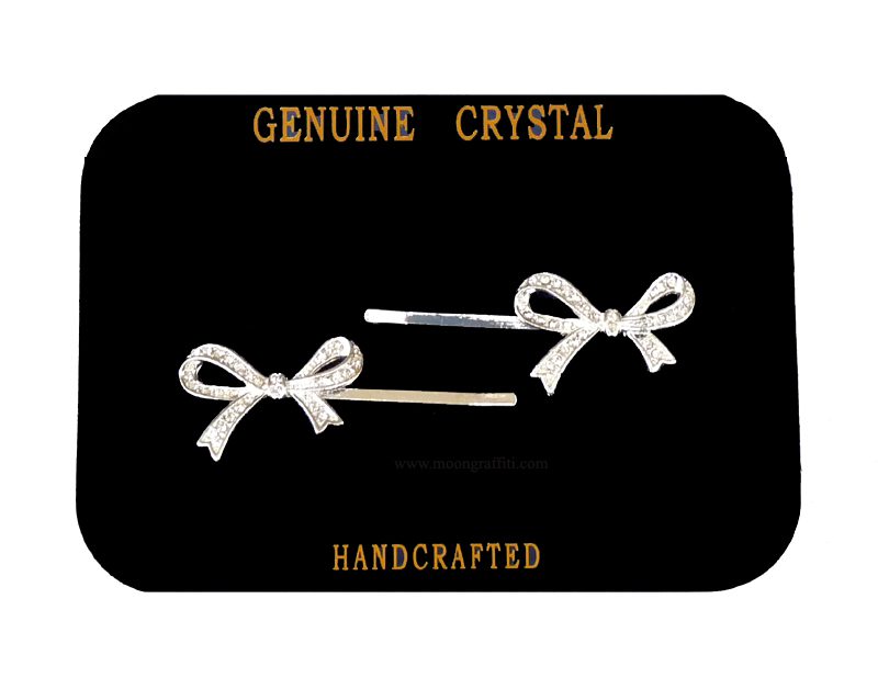 Set de 2 barrettes cheveux Noeuds Strass