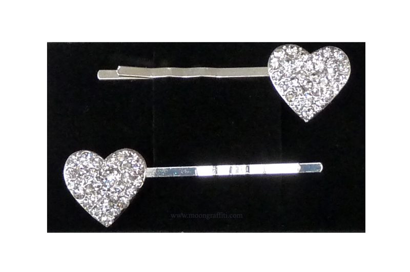 Set de 2 barrettes cheveux Coeur Strass